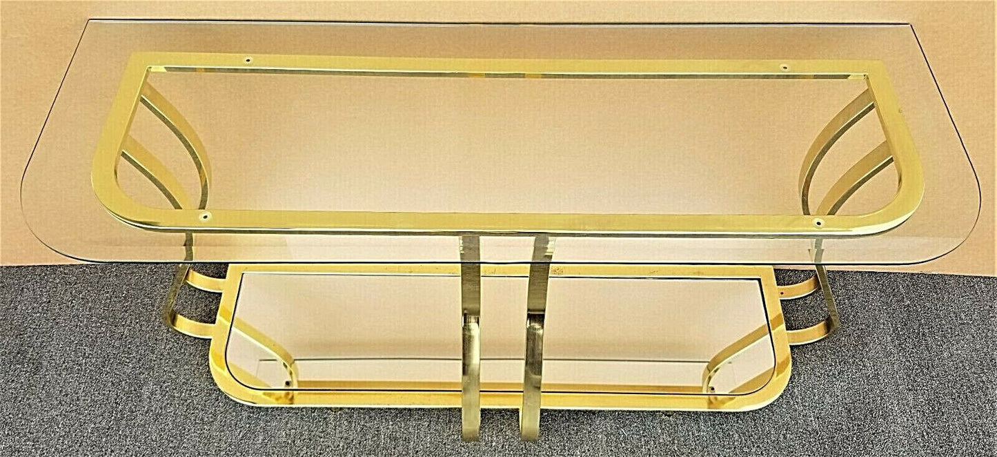 MCM Sculptural MILO BAUGHMAN Style Brass Mirror Console Sofa Table