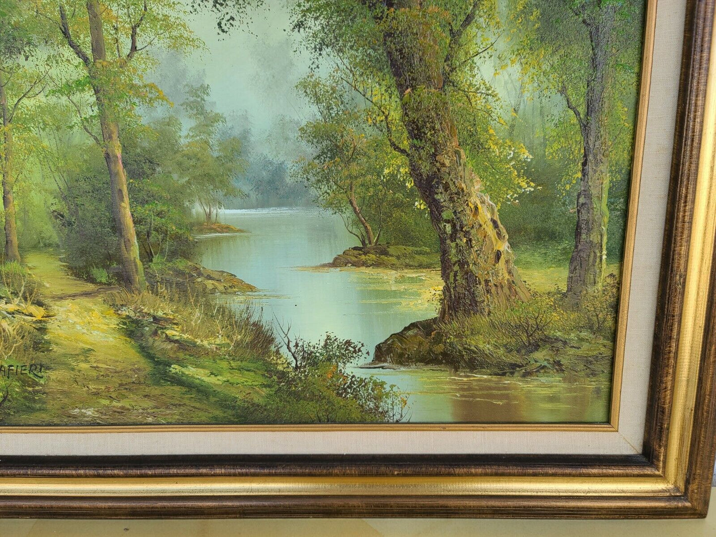 1987 Signed IRENE CAFIERI Landscape Oil Painting " Bowen Hones "