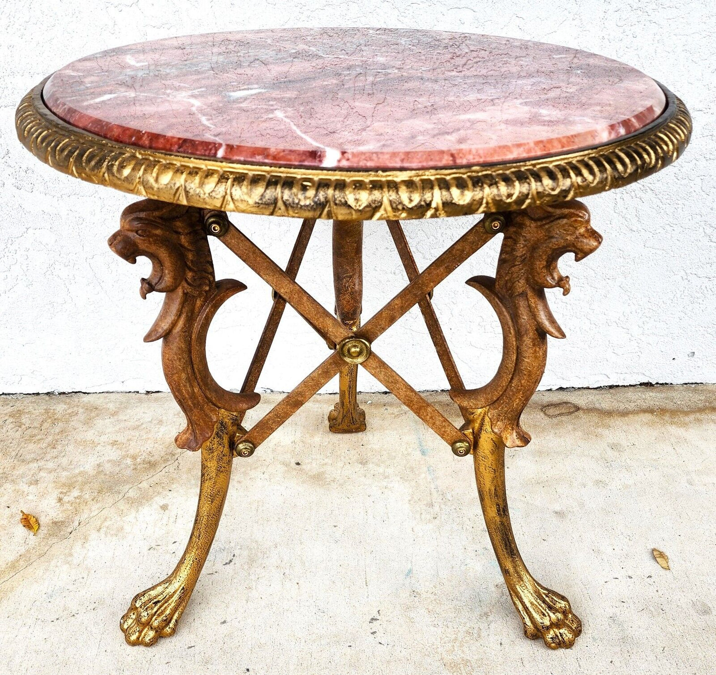 Gueridon Table Patinated and Gilt-Bronze with Marble Top