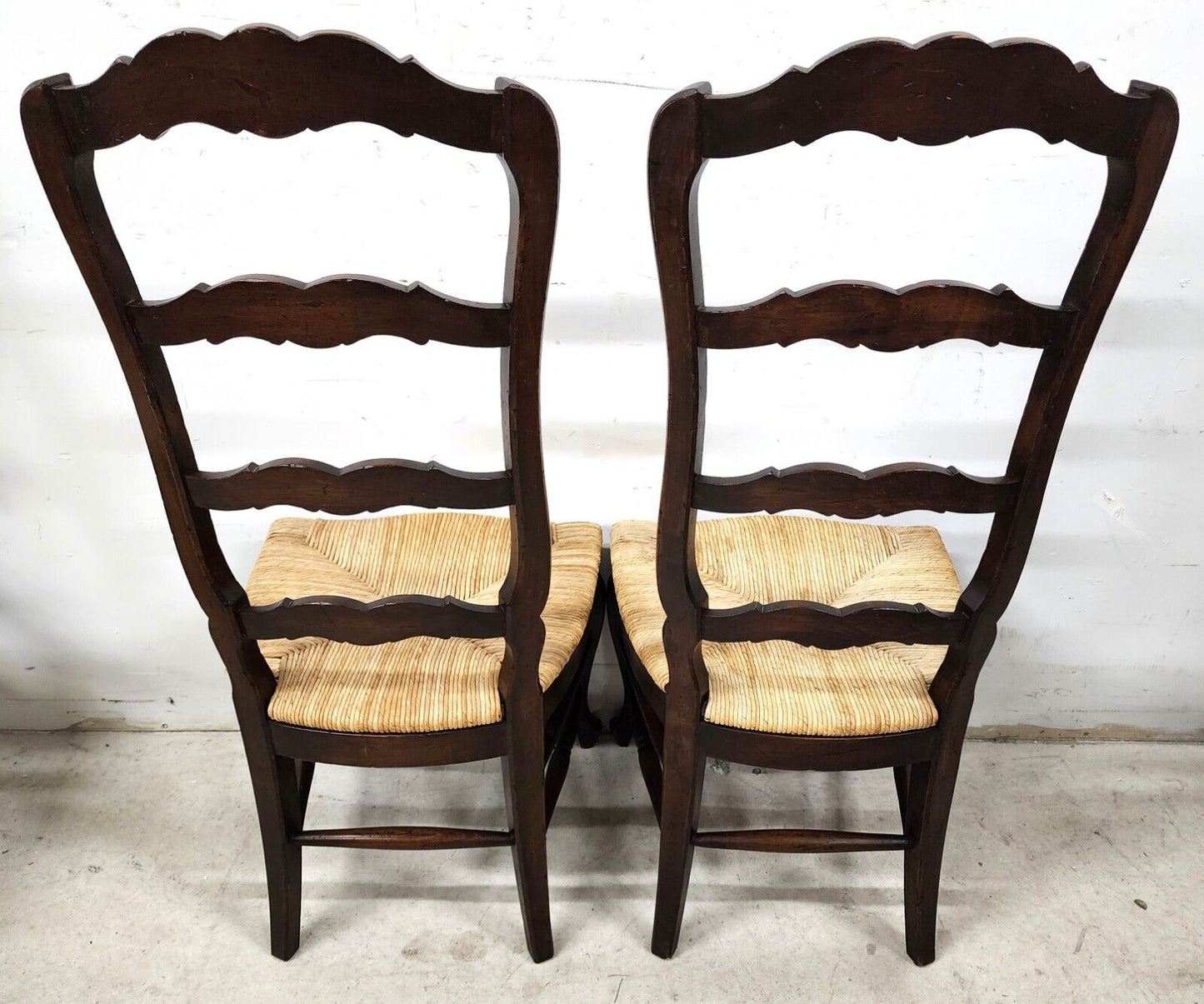 Country French Dining Chairs Rush Seat Ladderback Mid Century (6)