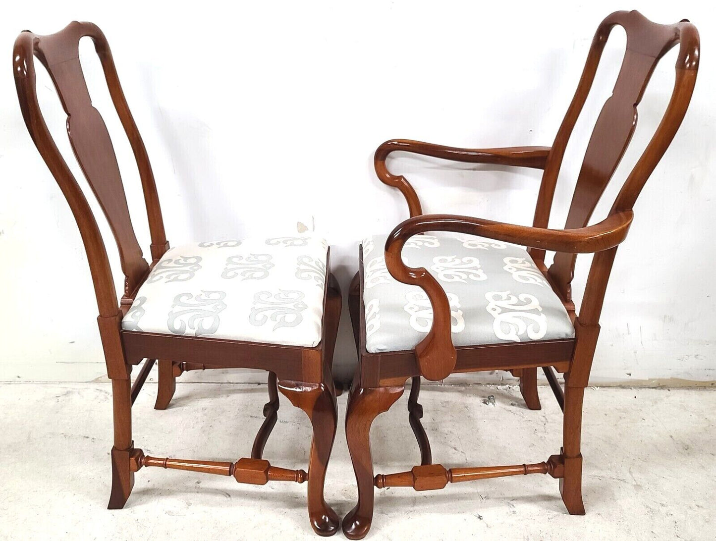 Mid Century Solid Cherry Queen Anne Dining Chairs - Set of 6