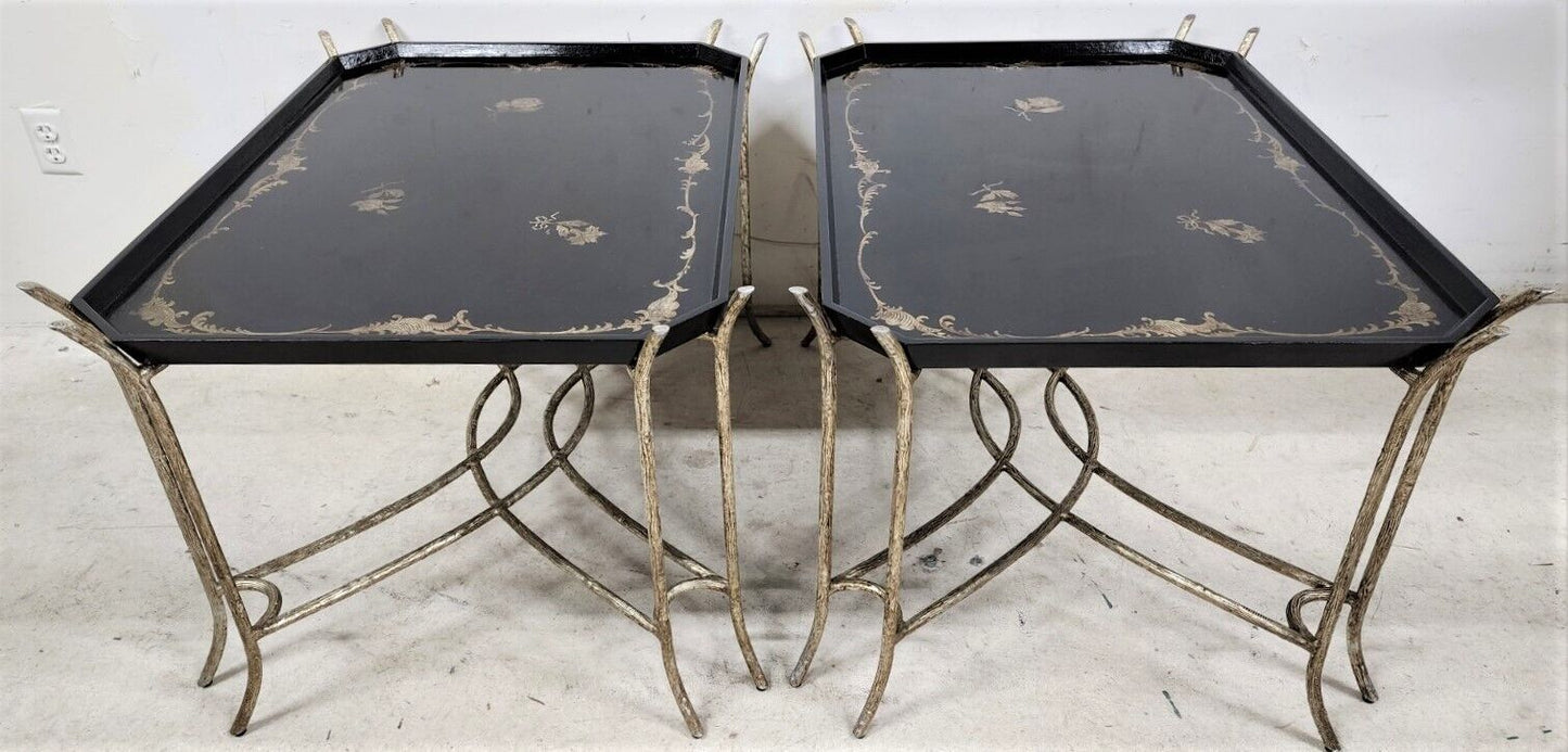 Faux Bois Side Coffee Tray Tables by DENNIS & LEEN - Set of 2