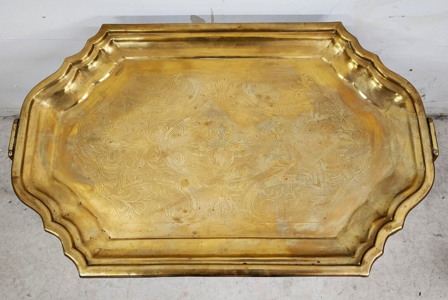 Brass Tray Table Vintage Regency Chinoiserie Asian