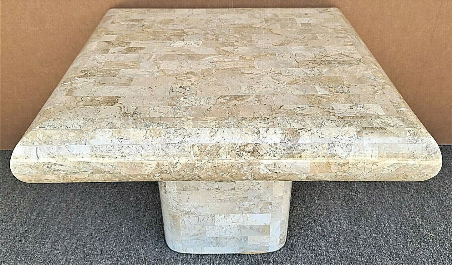 70's KARL SPRINGER Style Tessellated Fossil Stone Coffee Side Table