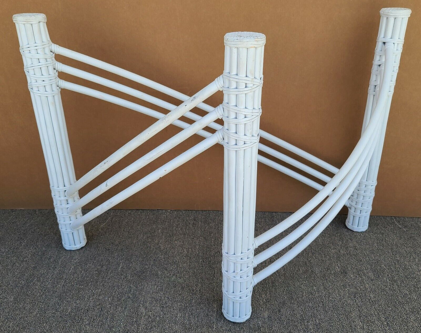 Palm Beach Regency Coastal Faux Bamboo Rattan Dining Console Table Base