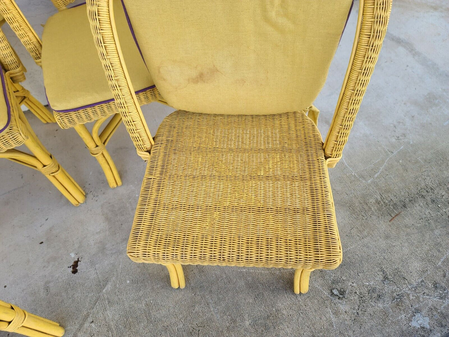 PALECEK Weather Resistant Wicker Dining Chairs w Washable Cushions - Set of 4