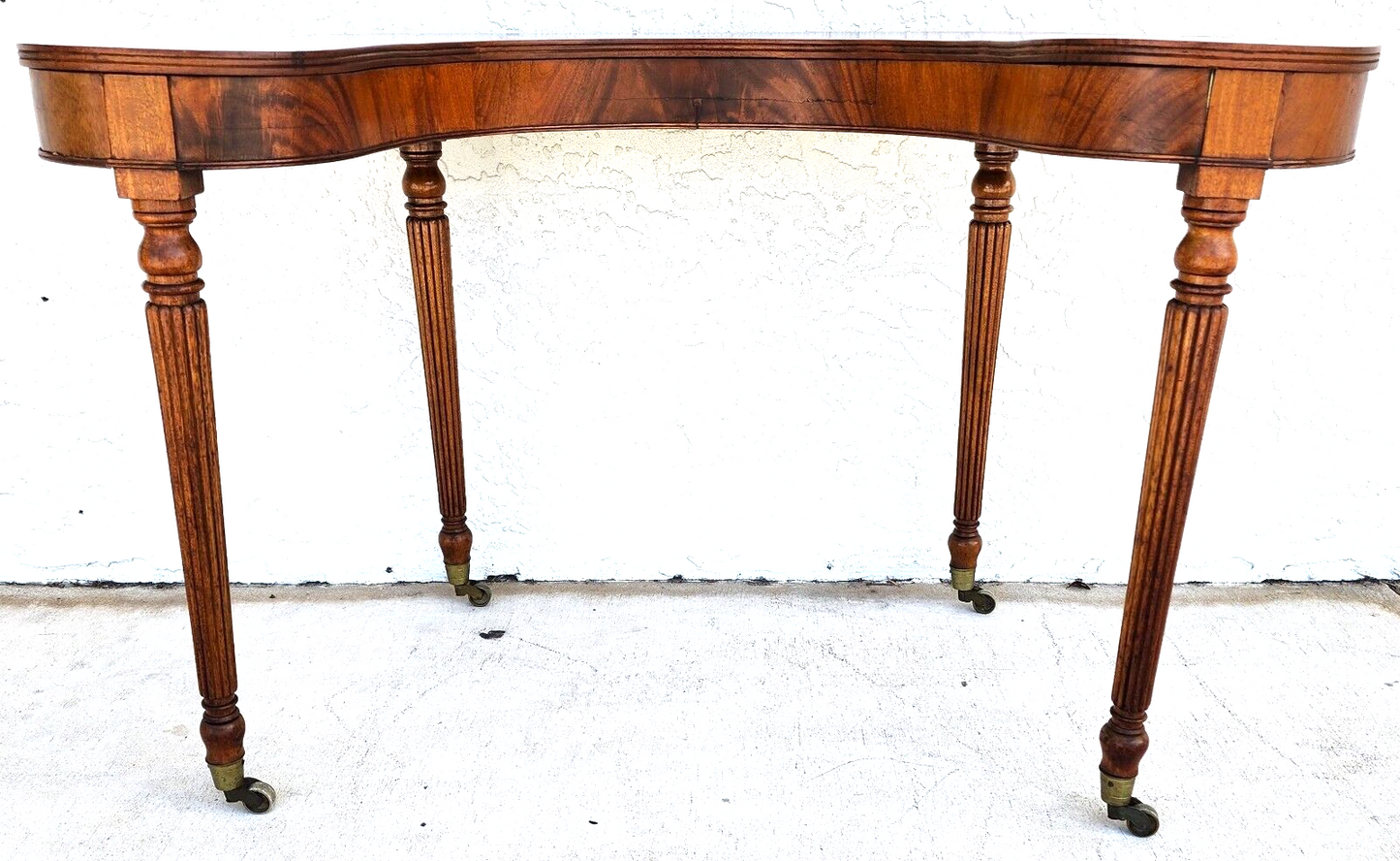 Wood Console Table Desk Mid Century Kidney Horseshoe Shape