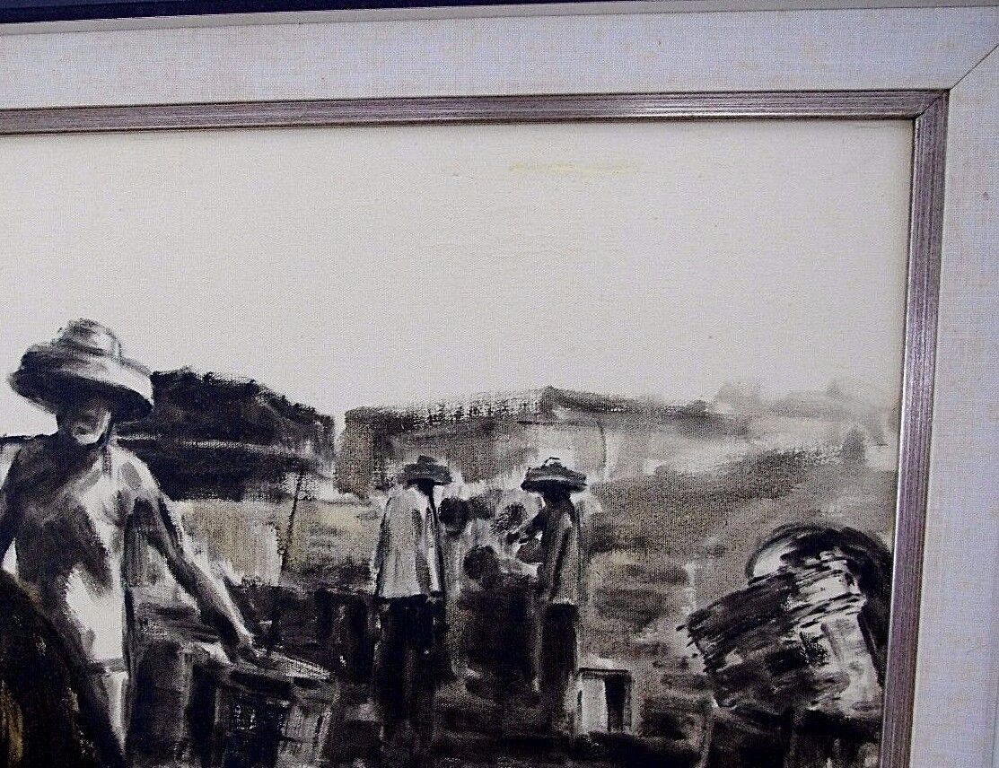 Vtg Asian Original Oil PAINTING Chinese Tai O on Lantau Island Signed " MAK "