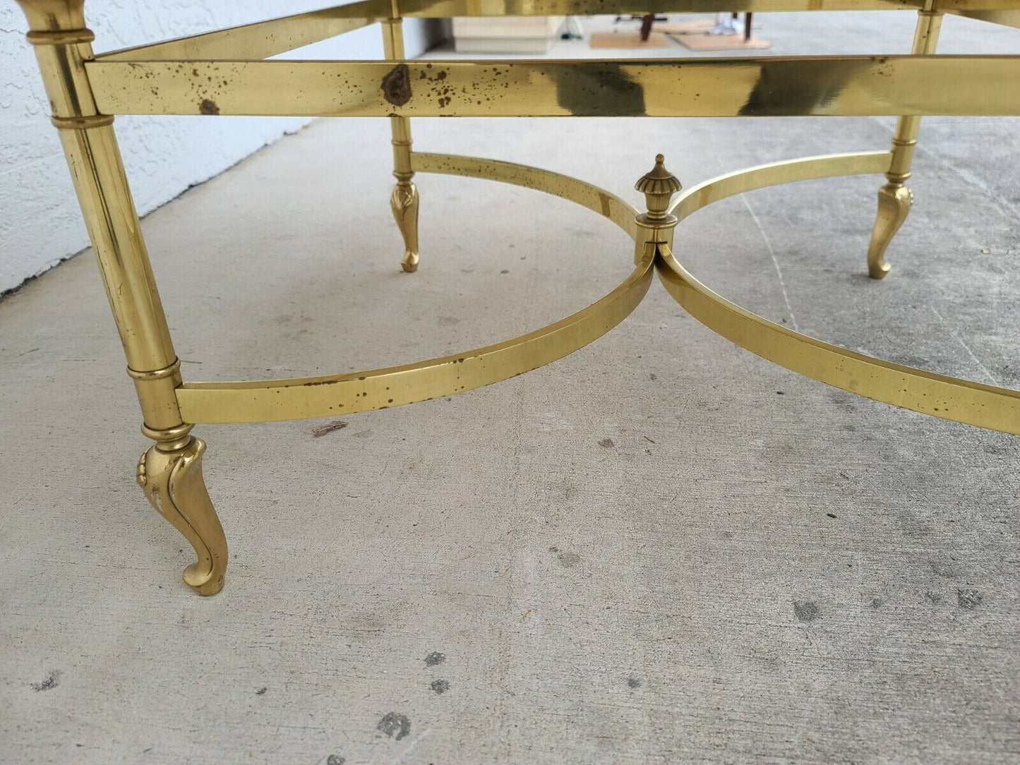 MCM Italian Travertine Marble & Brass Cocktail Coffee Table