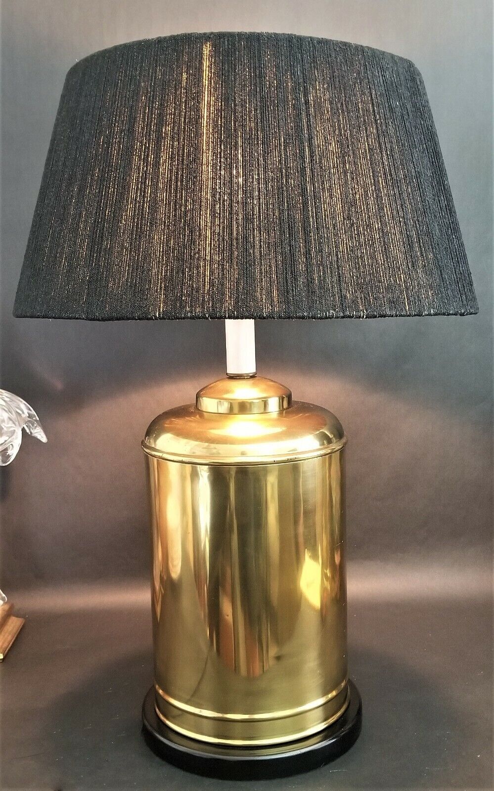 Vintage Large Asian Chinoiserie Brass Tea Canister Table Lamp