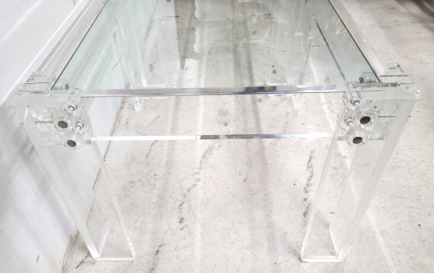 Oversized 1970s Vintage MCM Lucite Glass Side End Tables