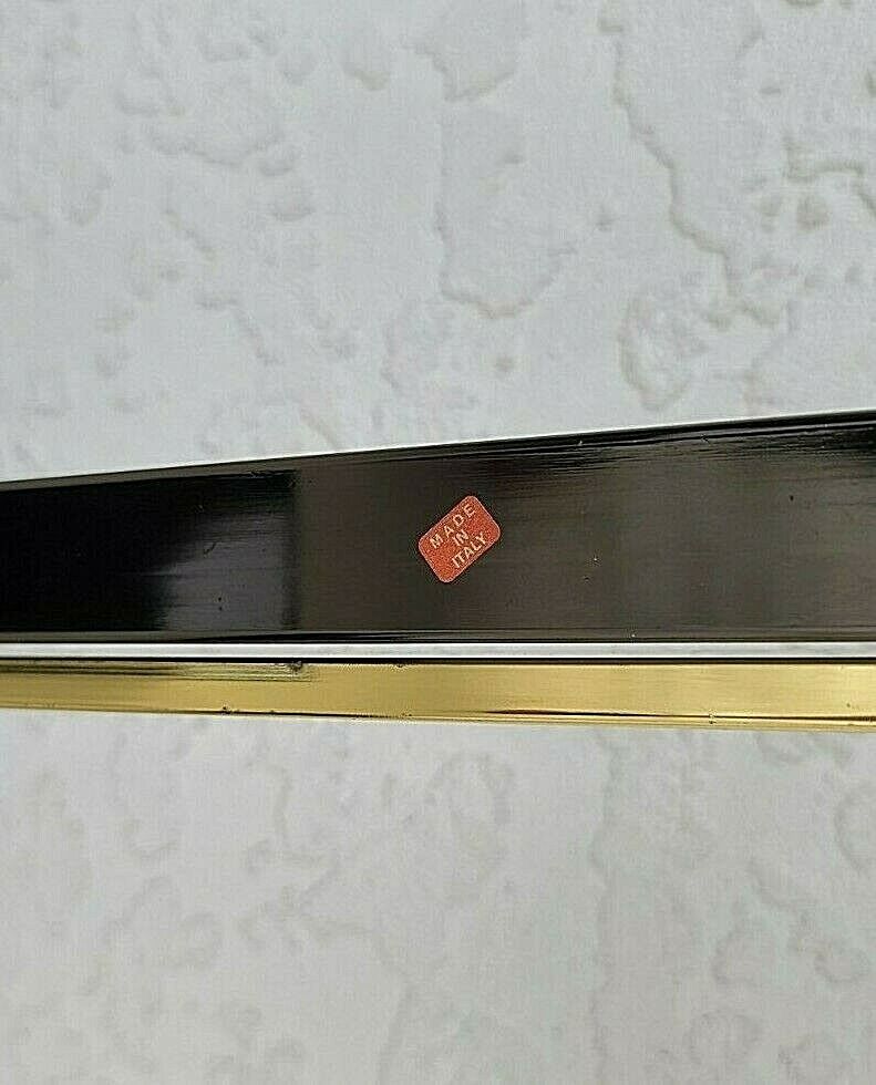 MCM Milo Baughman Style Italian Black Chrome Brass Glass Coffee Side End Table