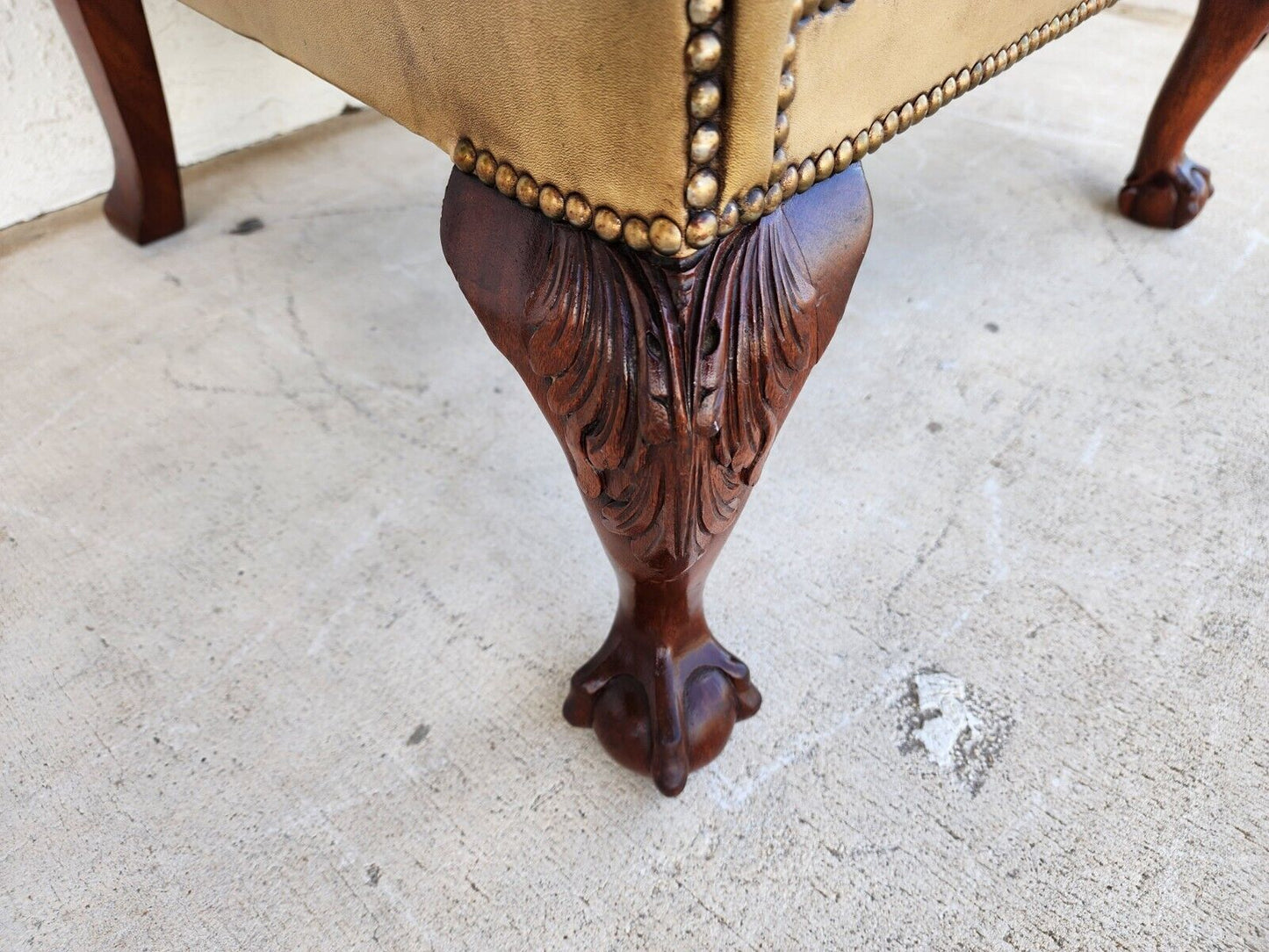 English Leather Armchair Wingback Chesterfield Antique