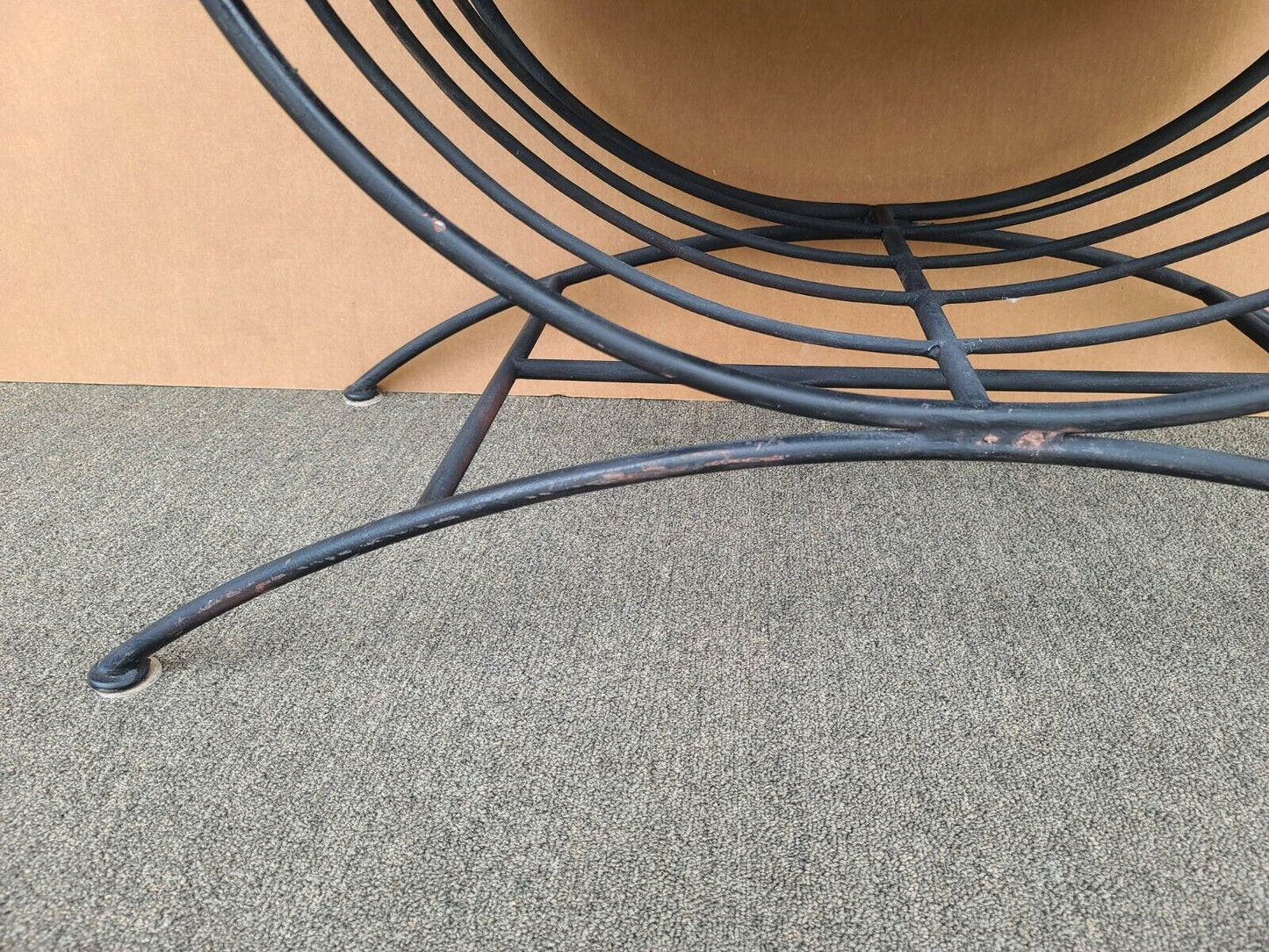 Vintage Italian Scrolled Wrought Iron Bench with Tasseled Faux Leopard Cushion