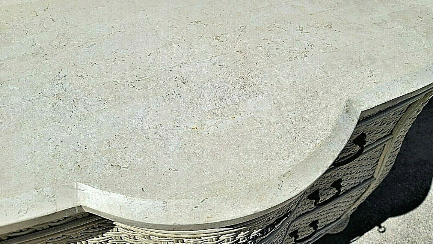 Whitecraft by Woodard French Wicker & Tessellated Stone Top Dresser