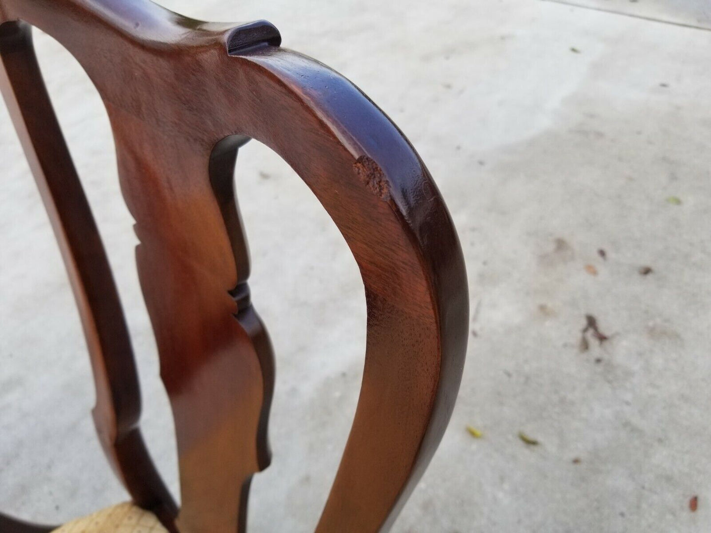 Vintage Solid Mahogany George II Queen Anne Splat Back Dining Chairs - Set of 6