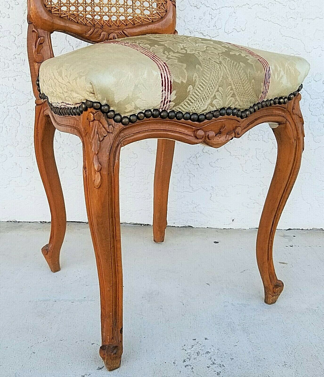 Antique French Provincial Louis XV Caned Vanity Accent Chair