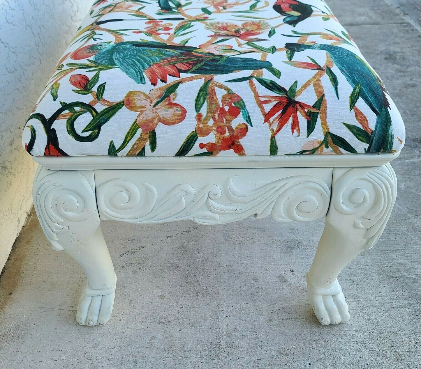 Louis XVI Style Tropical Island Solid Wood Linen Bench 50"