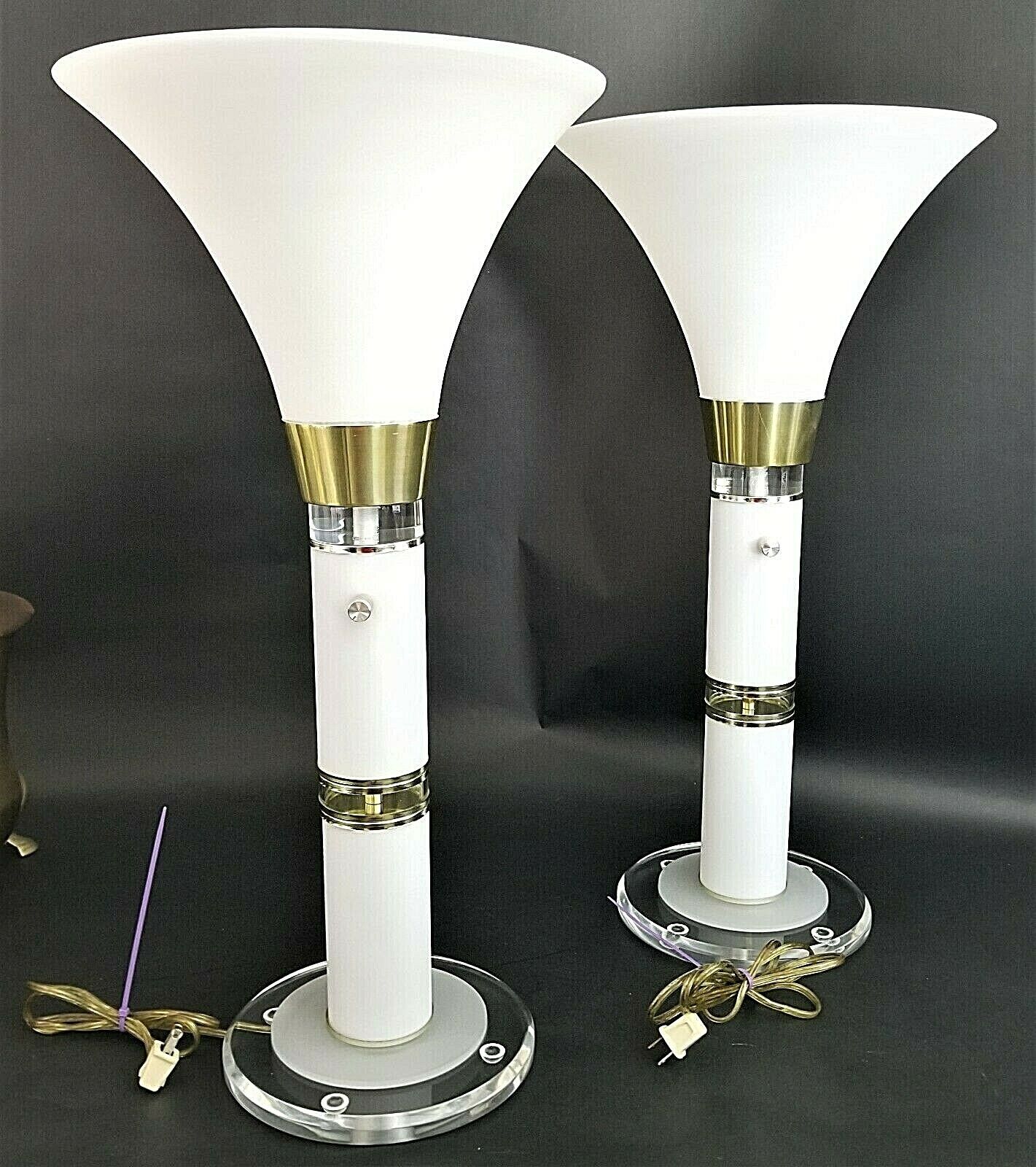 (2) 70's Karl Springer Style Torchier Table Lamps