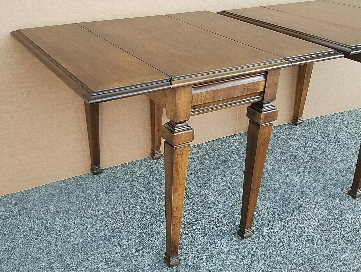 (2) LANE Drop-Leaf Traditional Italian Provincial Solid Wood End Side Tables