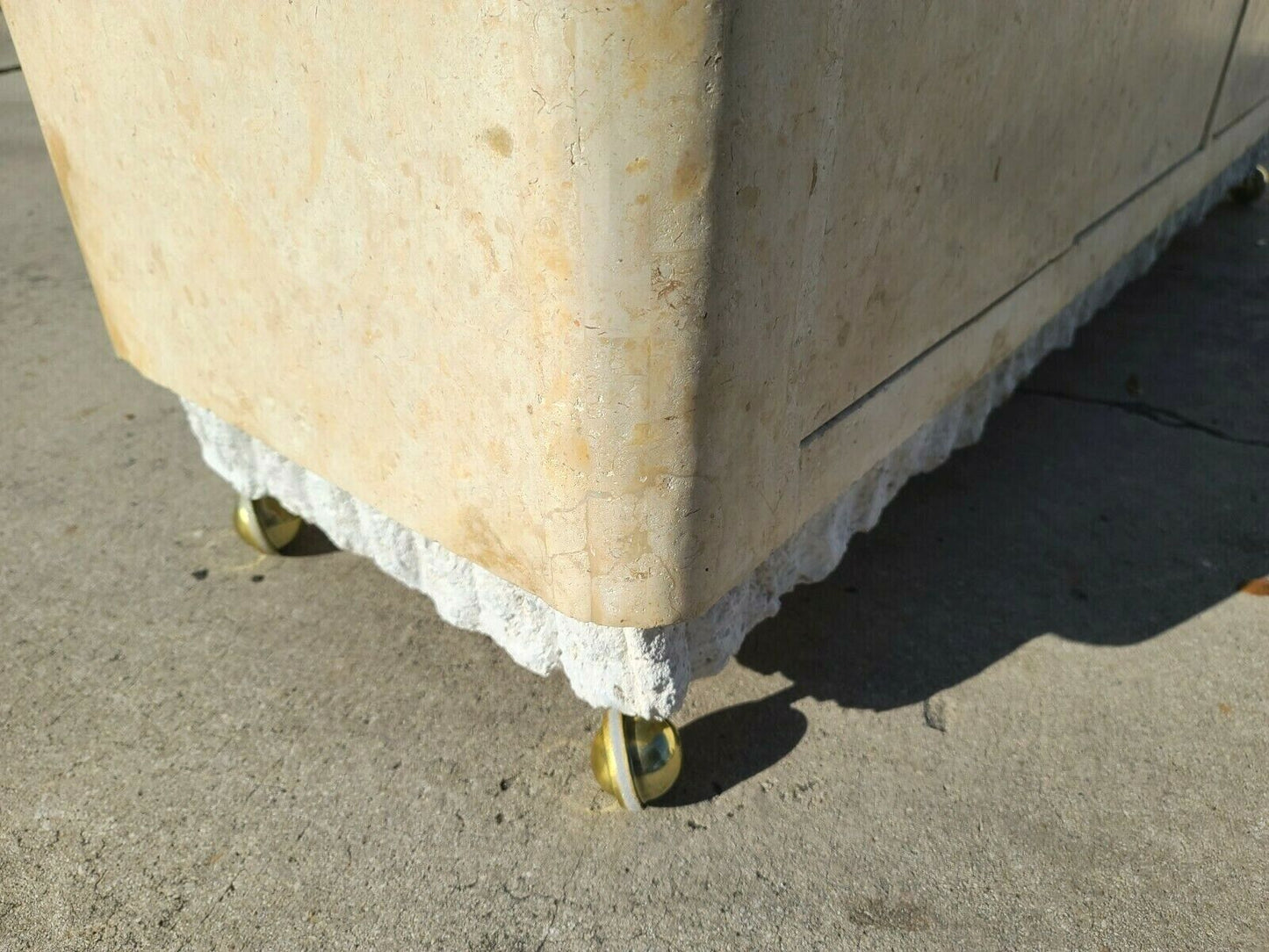 MAITLAND Style Postmodern Tessellated Stone Rolling Credenza Buffet Dry Bar