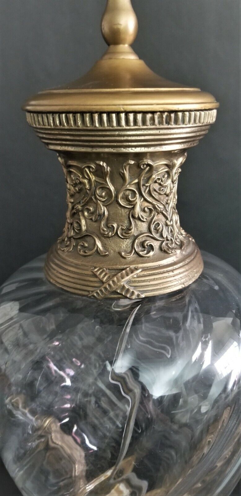 Tall Swirl Glass with Scroll & Paw Base Ornate Collar Table Lamp by CASTILIAN