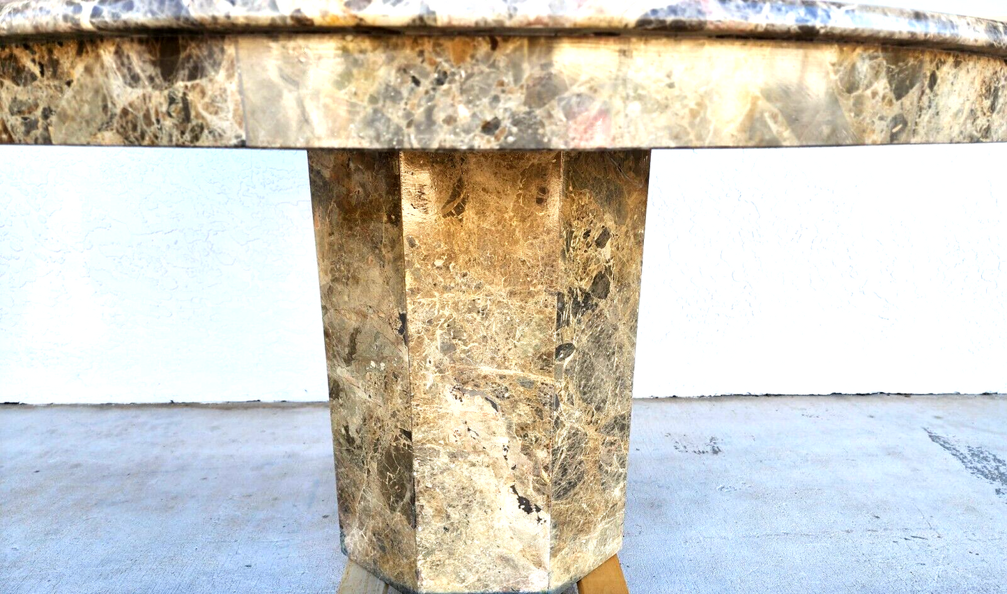 Marble Dining Table Faux Emperado Italian 1970s 55"