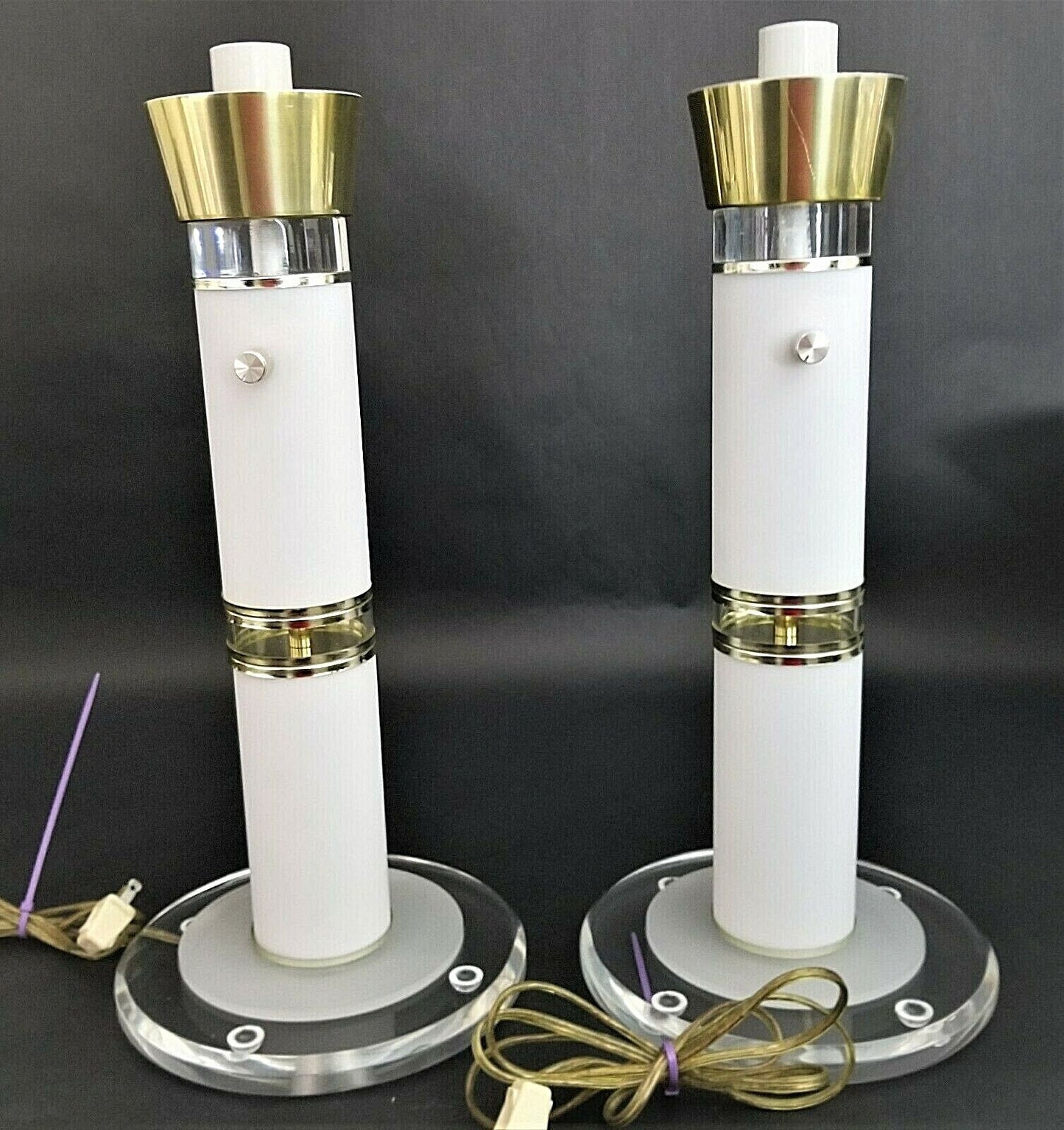 (2) 70's Karl Springer Style Torchier Table Lamps