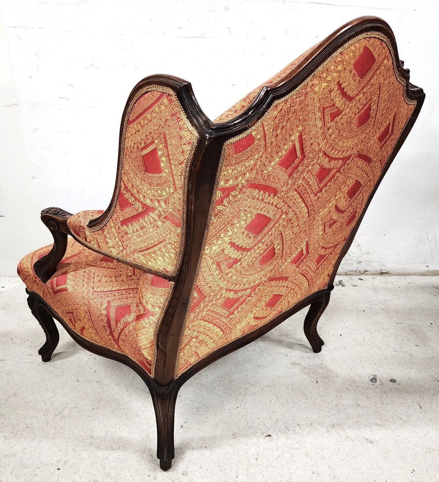 French Provincial Chair Wingback Walnut Bergere Antique