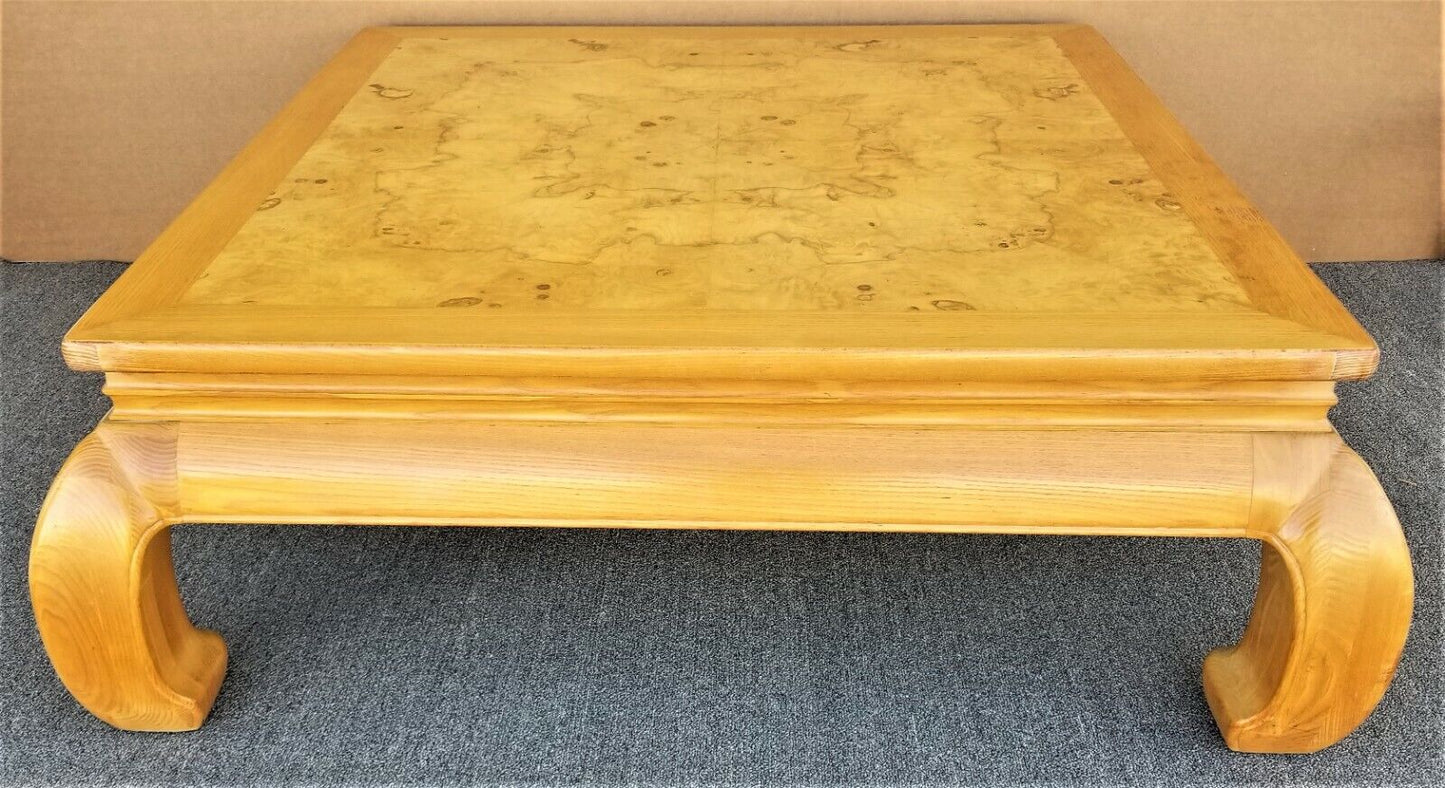 70's Milo Baughman Style HENREDON Scene Two Olive Burl Display Cabinet Case 2 Pc