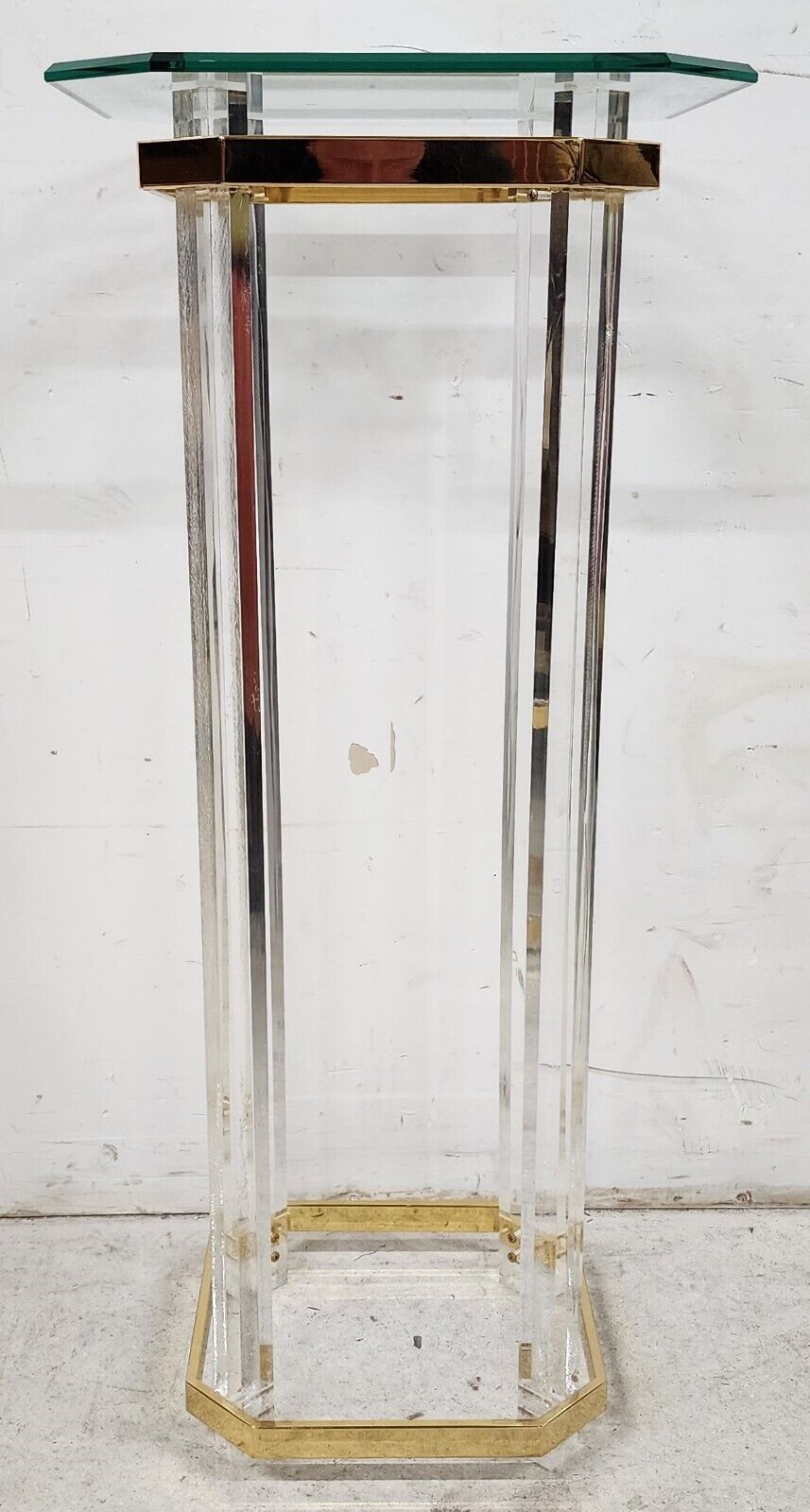 Lucite Pedestal Display Stand CHARLES HOLLIS JONES Style 24 Karat Gold Plated