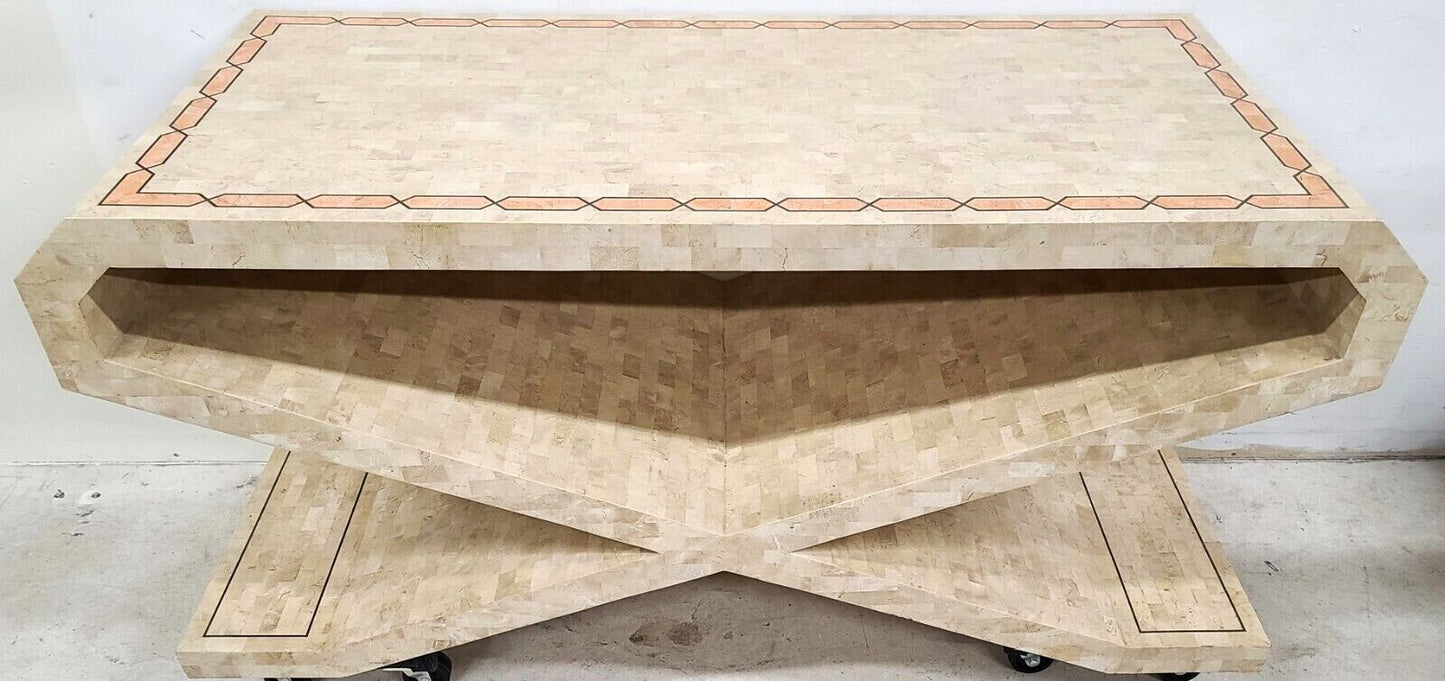 Signed Vintage Tessellated Stone Console Sofa Dining Table Base