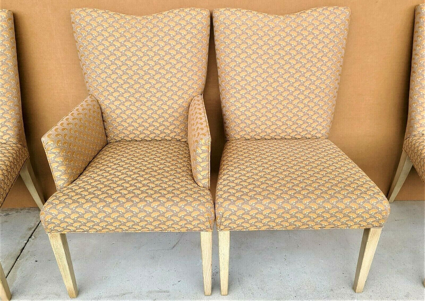 Contemporary Asian Klismos Leg Water Lilly Dining Chairs Set of 8