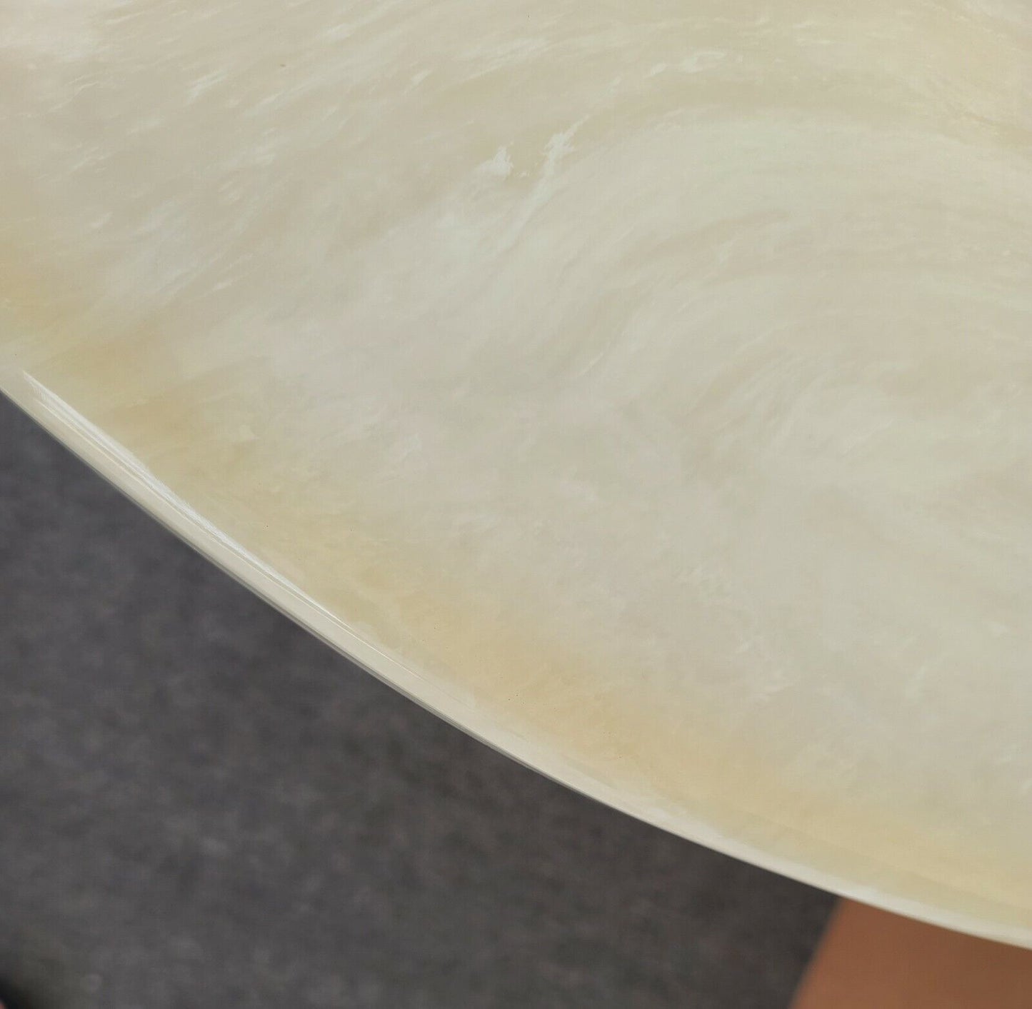 Vintage Mid Century Modern Faux Marble Oval Pedestal Dining Table