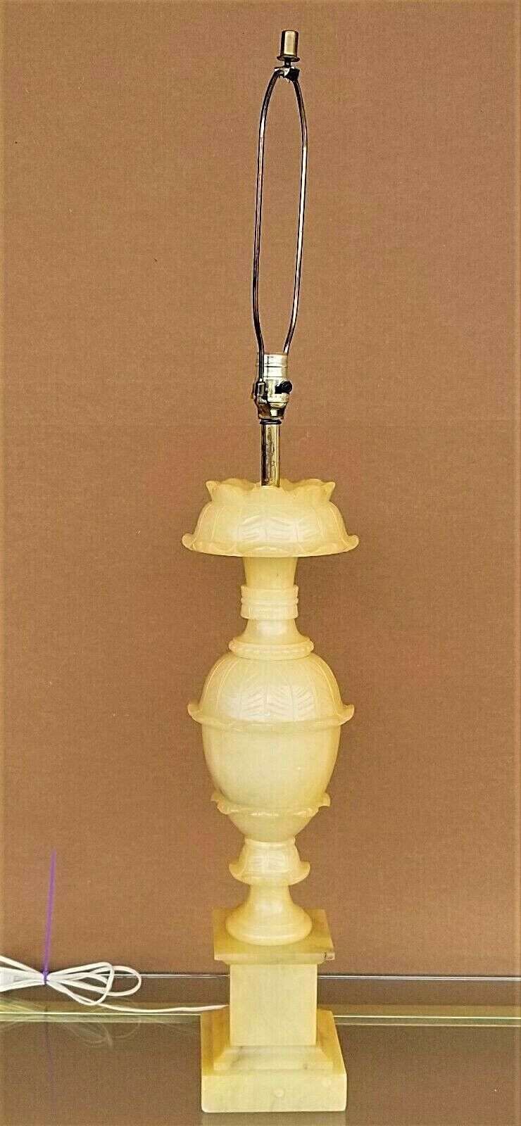 Vintage Large SAFRAN GLUCKSMAN Sculpted Alabaster Marble Table Lamp