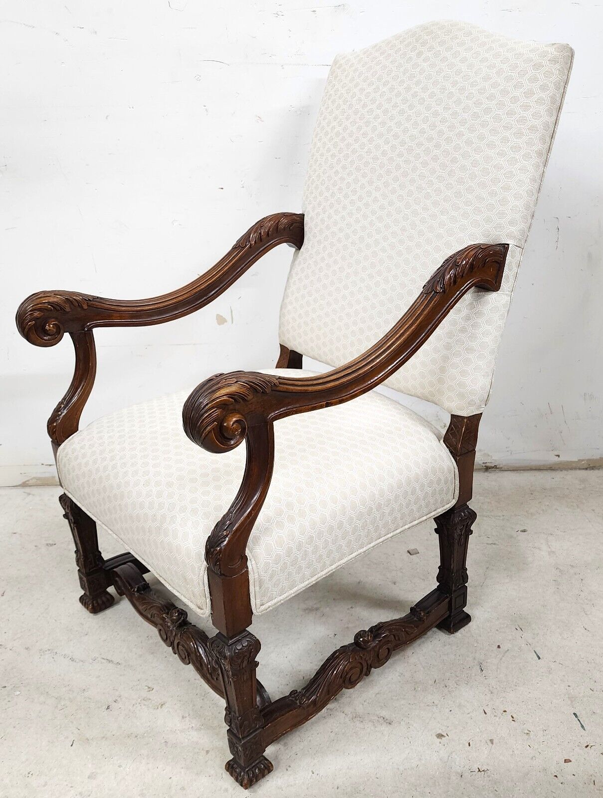 Antique Louis XIV French Armchair Hand Carved