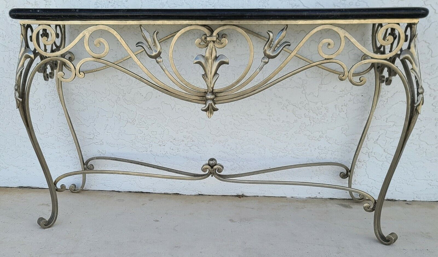 MAITLAND SMITH Tessellated Marble Brushed Steel Glass Console Sofa Table