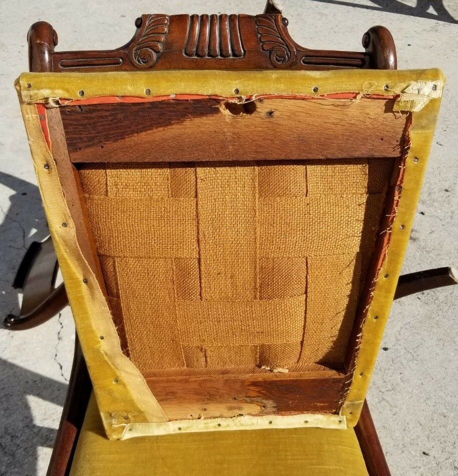 (1) ONLY William IV ca 1830 Hand Carved Mahogany Chairs Burl Bar Back Brass Inlay