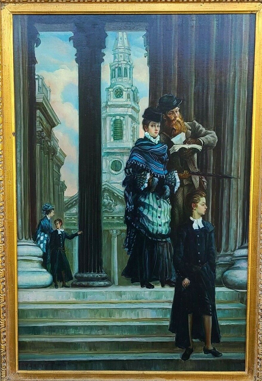 Signed E. R. BRETT Original Oil Painting Framed on Canvas