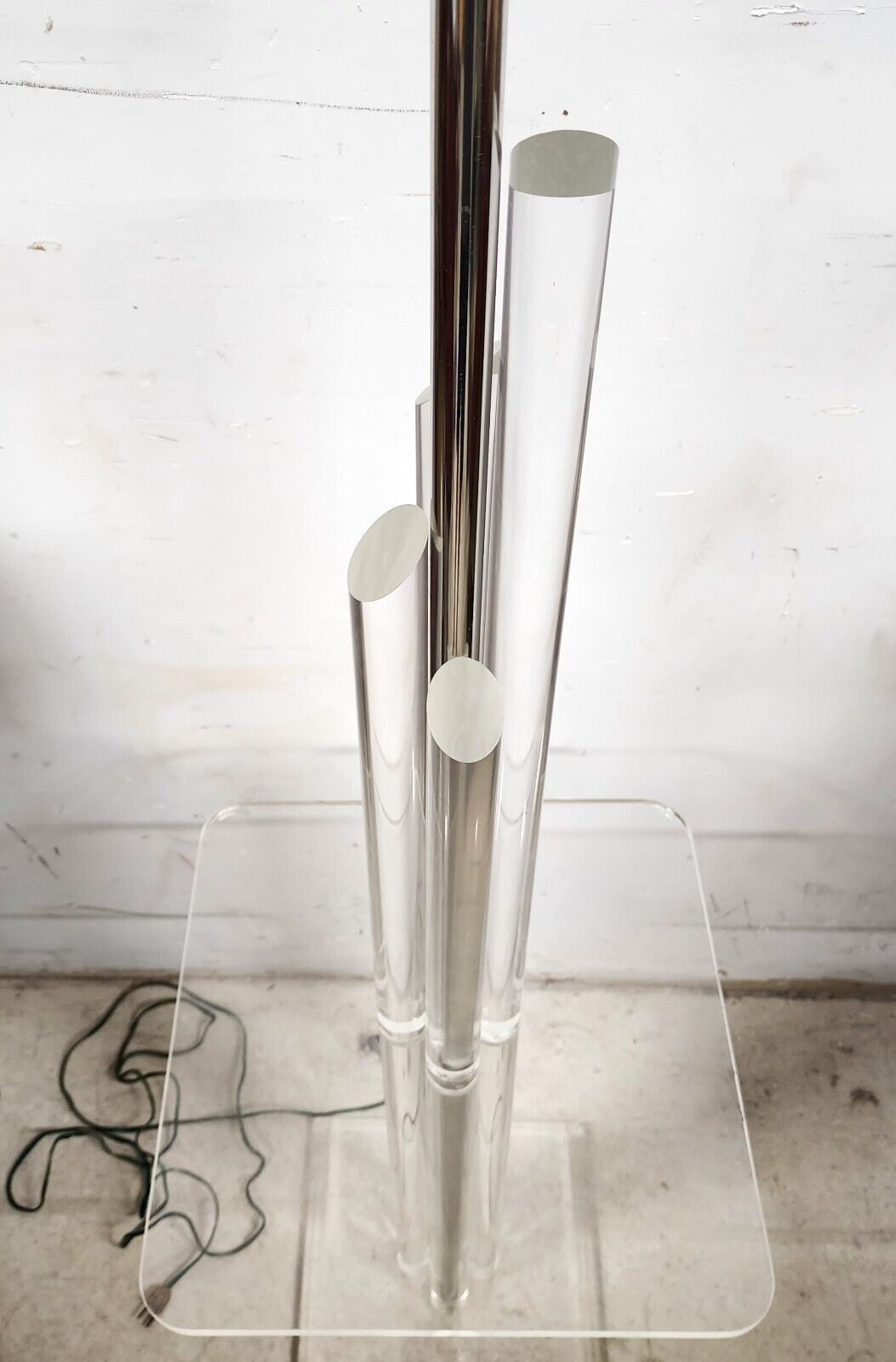 Lucite Floor Lamp with Table Vintage 1980s