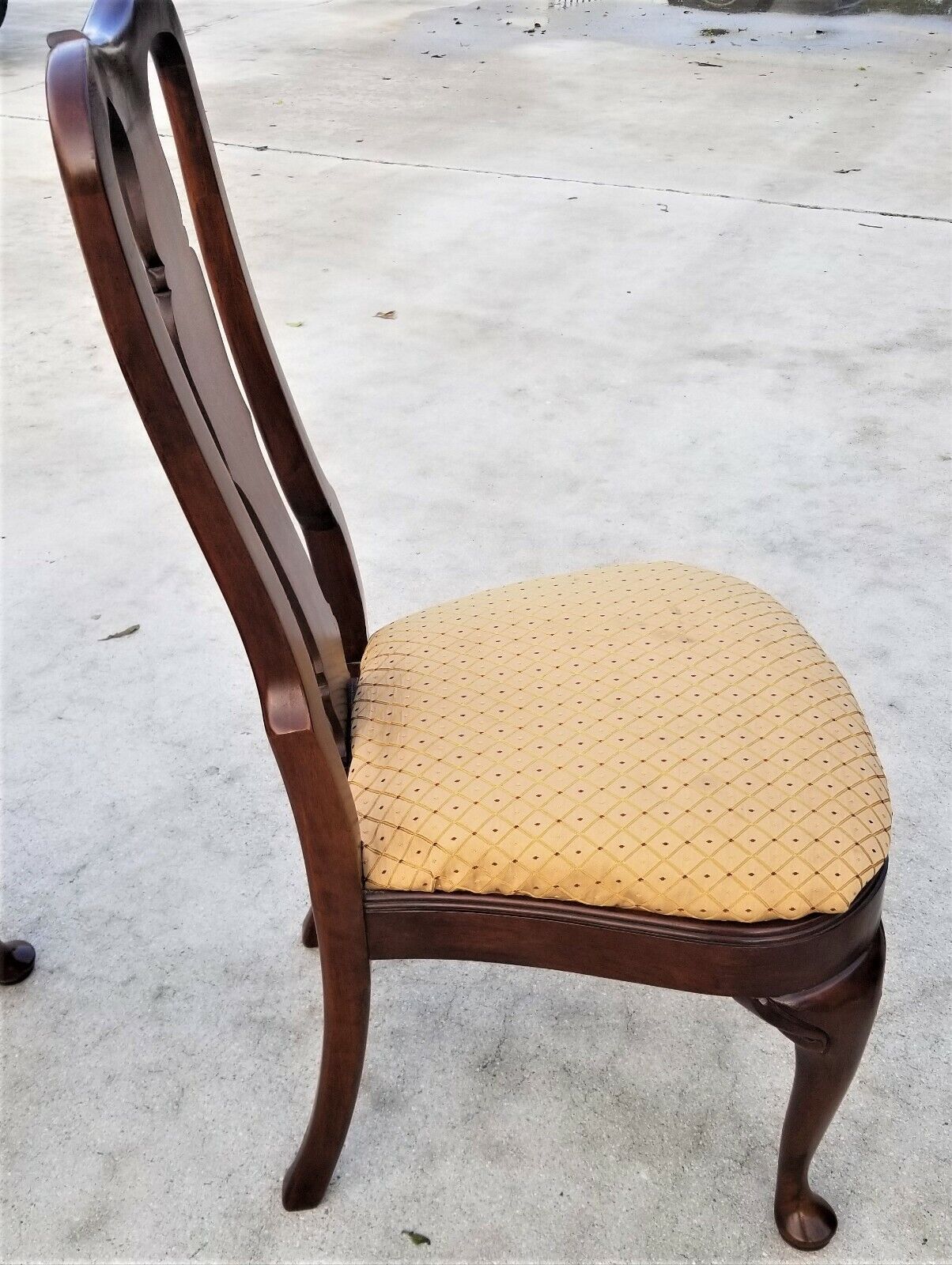 Vintage Solid Mahogany George II Queen Anne Splat Back Dining Chairs - Set of 6