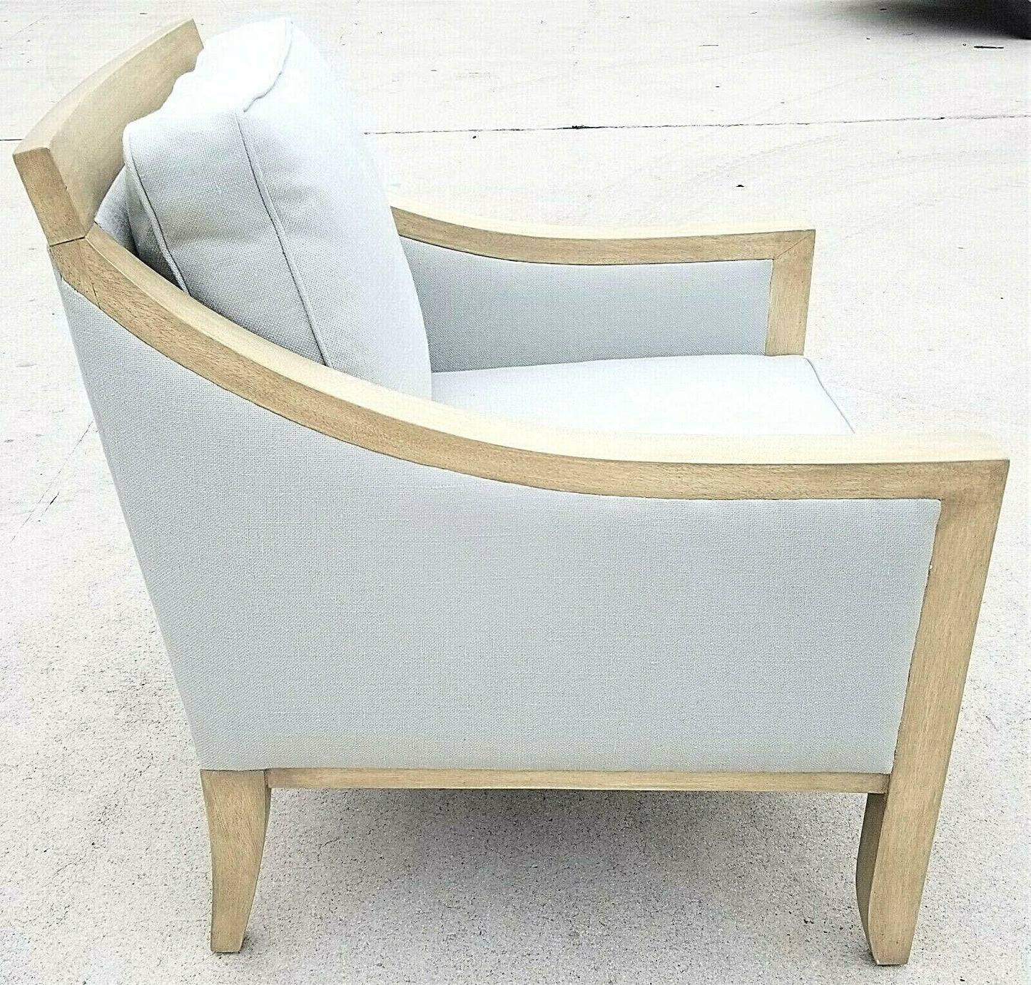 Mid Century Modern Palecek Linen Lounge Club Captains Chair Armchair