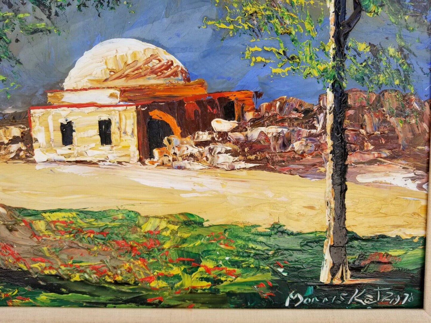 1978 Original Signed MORRIS KATZ Oil Painting of Rachel's Tomb Framed on Board