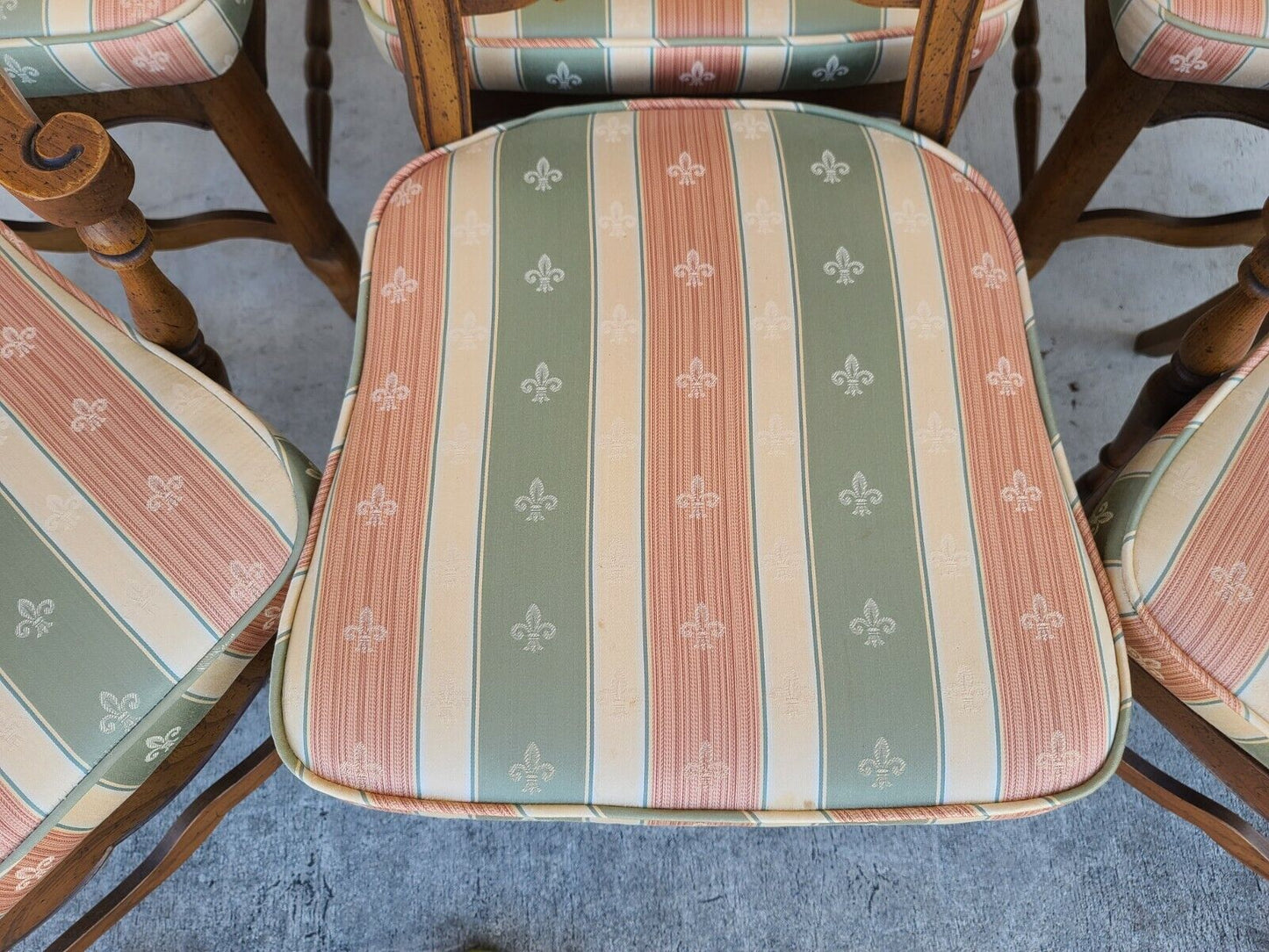 Vintage French Country Oak Dining Chairs - Set of 6