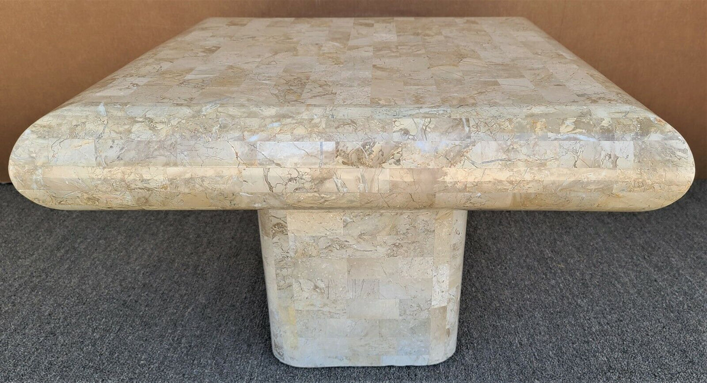 70's KARL SPRINGER Style Tessellated Fossil Stone Coffee Side Table