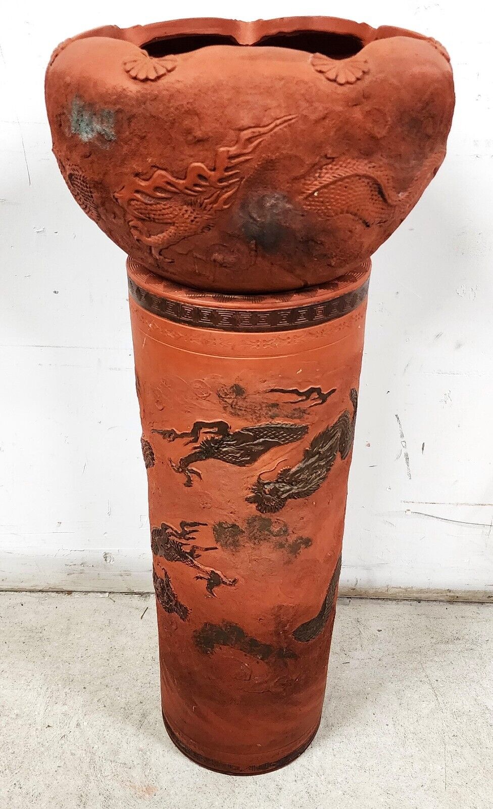 Japanese Tokoname Meiji Redware Pottery Plant Stand