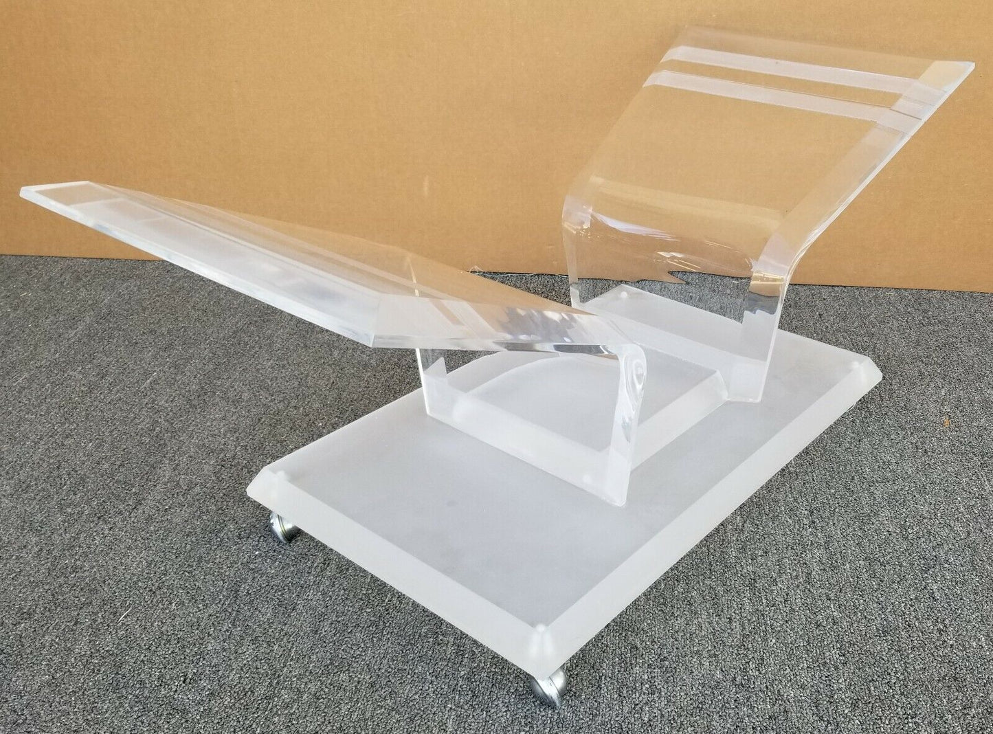 54" MCM Vintage Rolling Butterfly Lucite and Glass Center Cocktail Coffee Table