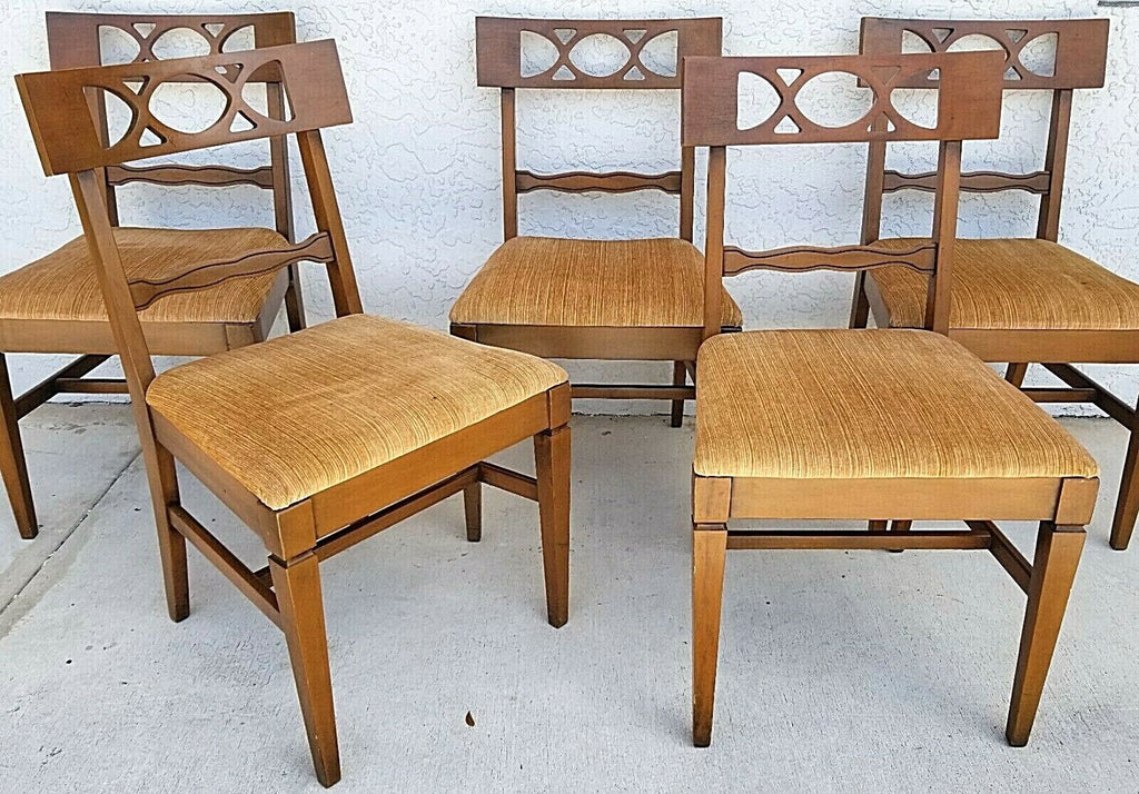 Set of 5 Vintage Italian Provincial DUNCAN PHYFE Style Solid Wood Dining Chairs