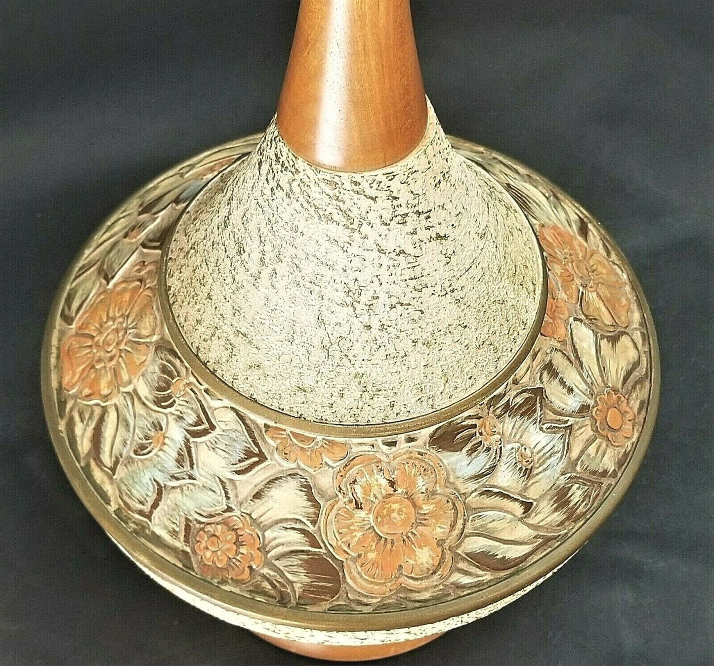 MCM 1960's " I Dream Of Genie " Table Lamp With Floral Design Danish Modern