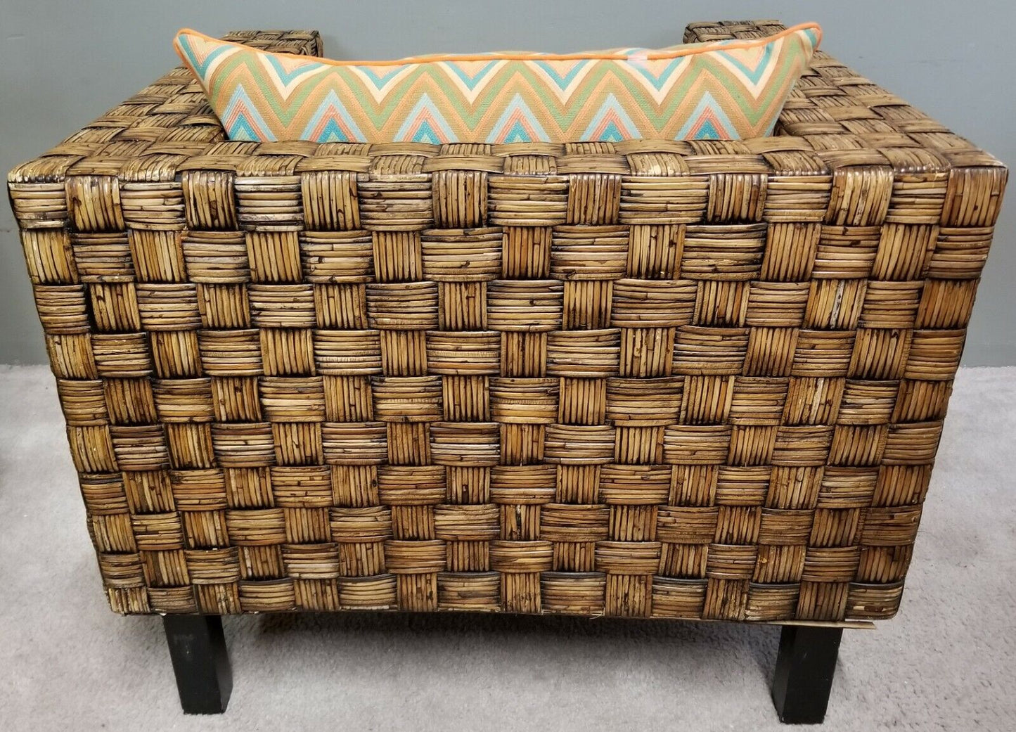 Modern Mod Retro MCM BENCHCRAFT Rattan Wicker Armchair Chair Mid Century Modern